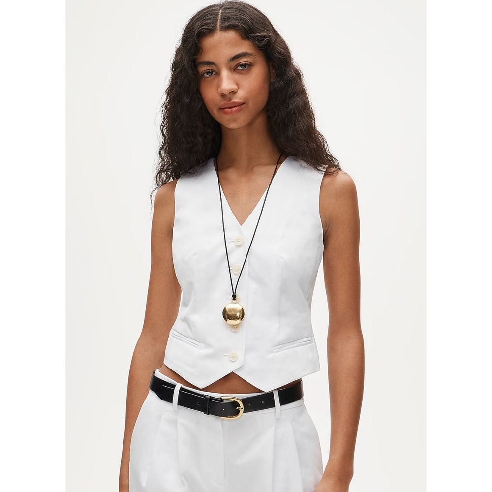 J.Crew | NWOT Shrunken V-Neck Tailored Vest Top White | Sz 00